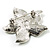 Small Olive Diamante Flower Brooch (Silver Tone) - view 4