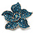 Small Light Blue Diamante Flower Brooch (Silver Tone)