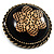 Vintage Button Shape Floral Brooch (Bronze Tone) - 40mm Width - view 2