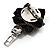 Black Fabric Rose Zipper Brooch (Antique Silver) - view 4