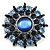 Blue Crystal Wreath Brooch (Silver Tone)