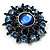 Blue Crystal Wreath Brooch (Silver Tone) - view 3