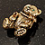 Vintage Crystal Teddy Bear Brooch (Antique Gold Tone) - view 3