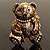 Vintage Crystal Teddy Bear Brooch (Antique Gold Tone) - view 2