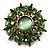 Olive Green Crystal Wreath Brooch (Silver Tone) - view 4