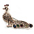Multicoloured Crystal Peacock Brooch (Pink Gold Tone)