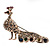Multicoloured Crystal Peacock Brooch (Pink Gold Tone) - view 4