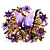 Light Purple Enamel Crystal Flower & Butterfly Brooch (Gold Tone)