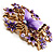 Light Purple Enamel Crystal Flower & Butterfly Brooch (Gold Tone) - view 3