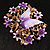 Light Purple Enamel Crystal Flower & Butterfly Brooch (Gold Tone) - view 2