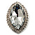 Statement Oval Shaped Clear Crystal Fashion Brooch (Silver Tone)