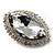 Statement Oval Shaped Clear Crystal Fashion Brooch (Silver Tone) - view 5