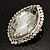 Statement Oval Shaped Clear Crystal Fashion Brooch (Silver Tone) - view 2