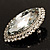 Statement Oval Shaped Clear Crystal Fashion Brooch (Silver Tone) - view 4
