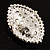 Statement Oval Shaped Clear Crystal Fashion Brooch (Silver Tone) - view 6