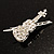 Silver Tone Clear Crystal Violin Costume Brooch - view 6