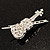 Silver Tone Clear Crystal Violin Costume Brooch - view 2