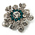 Swarovski Crystal Star Brooch (Clear & Turquoise Coloured) - view 3
