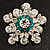 Swarovski Crystal Star Brooch (Clear & Turquoise Coloured)