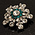 Swarovski Crystal Star Brooch (Clear & Turquoise Coloured) - view 6