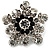 Swarovski Crystal Star Brooch (Clear & Black) - view 2