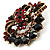 Burgundy Red & Jet-Black Diamante Corsage Brooch (Antique Gold Tone) - view 5