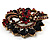 Burgundy Red & Jet-Black Diamante Corsage Brooch (Antique Gold Tone) - view 6