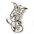 Stunning Crystal Tulip Brooch (Silver Tone) - view 5
