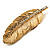 Gold Tone Clear Crystal Feather Brooch - view 5