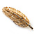 Gold Tone Clear Crystal Feather Brooch - view 6