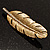 Gold Tone Clear Crystal Feather Brooch - view 3