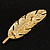 Gold Tone Clear Crystal Feather Brooch - view 7