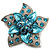 3D Enamel Crystal Flower Brooch (Aqua & Light Blue)