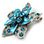 3D Enamel Crystal Flower Brooch (Aqua & Light Blue) - view 3