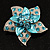 3D Enamel Crystal Flower Brooch (Aqua & Light Blue) - view 2