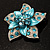 3D Enamel Crystal Flower Brooch (Aqua & Light Blue) - view 6