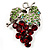 Swarovski Crystal Bunch Of Grapes Brooch (Burgundy Red & Light Green, Silver Tone)