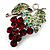 Swarovski Crystal Bunch Of Grapes Brooch (Burgundy Red & Light Green, Silver Tone) - view 3