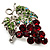 Swarovski Crystal Bunch Of Grapes Brooch (Burgundy Red & Light Green, Silver Tone) - view 2