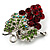 Swarovski Crystal Bunch Of Grapes Brooch (Burgundy Red & Light Green, Silver Tone) - view 5