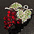Swarovski Crystal Bunch Of Grapes Brooch (Burgundy Red & Light Green, Silver Tone) - view 6