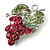 Swarovski Crystal Bunch Of Grapes Brooch (Pink & Light Green, Silver Tone) - view 3