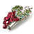 Swarovski Crystal Bunch Of Grapes Brooch (Pink & Light Green, Silver Tone) - view 7