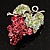 Swarovski Crystal Bunch Of Grapes Brooch (Pink & Light Green, Silver Tone) - view 2