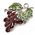 Swarovski Crystal Bunch Of Grapes Brooch (Lilac & Light Green, Silver Tone) - view 3