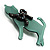 Cat With Crystal Bow Plastic Brooch (Teal & Black) - view 2