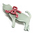 Cat With Crystal Bow Plastic Brooch (Pale Geen & Light Pink) - view 2