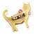 Cat With Crystal Bow Plastic Brooch (Pale Yellow & Light Pink) - view 3