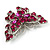 Fuchsia Crystal Filigree Butterfly Brooch (Silver Tone) - view 4