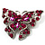 Fuchsia Crystal Filigree Butterfly Brooch (Silver Tone) - view 5